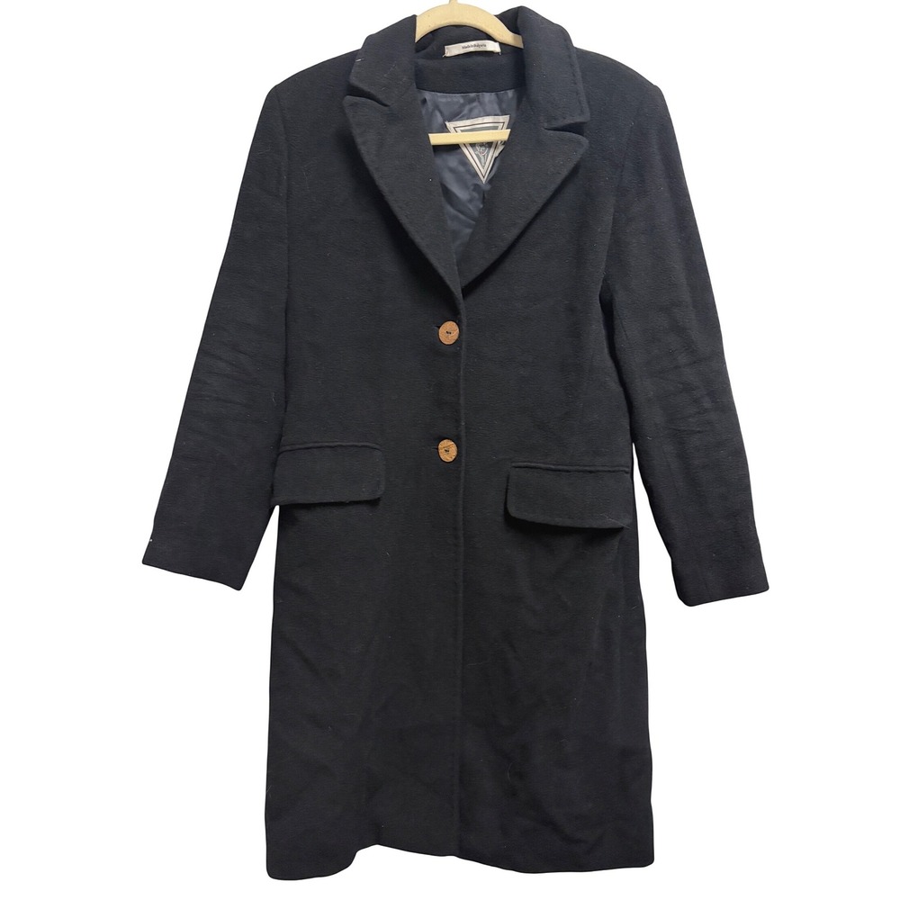 Vintage Camel Hair Overcoat Marvin Richards Black Longline Jacket Size 4